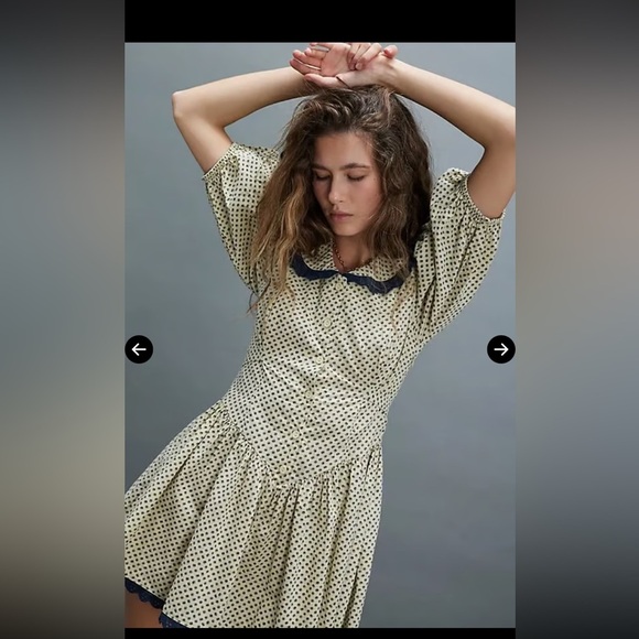 Nwot free people need to know collared lace mini dress khaki $189 boho fall - Picture 3 of 10